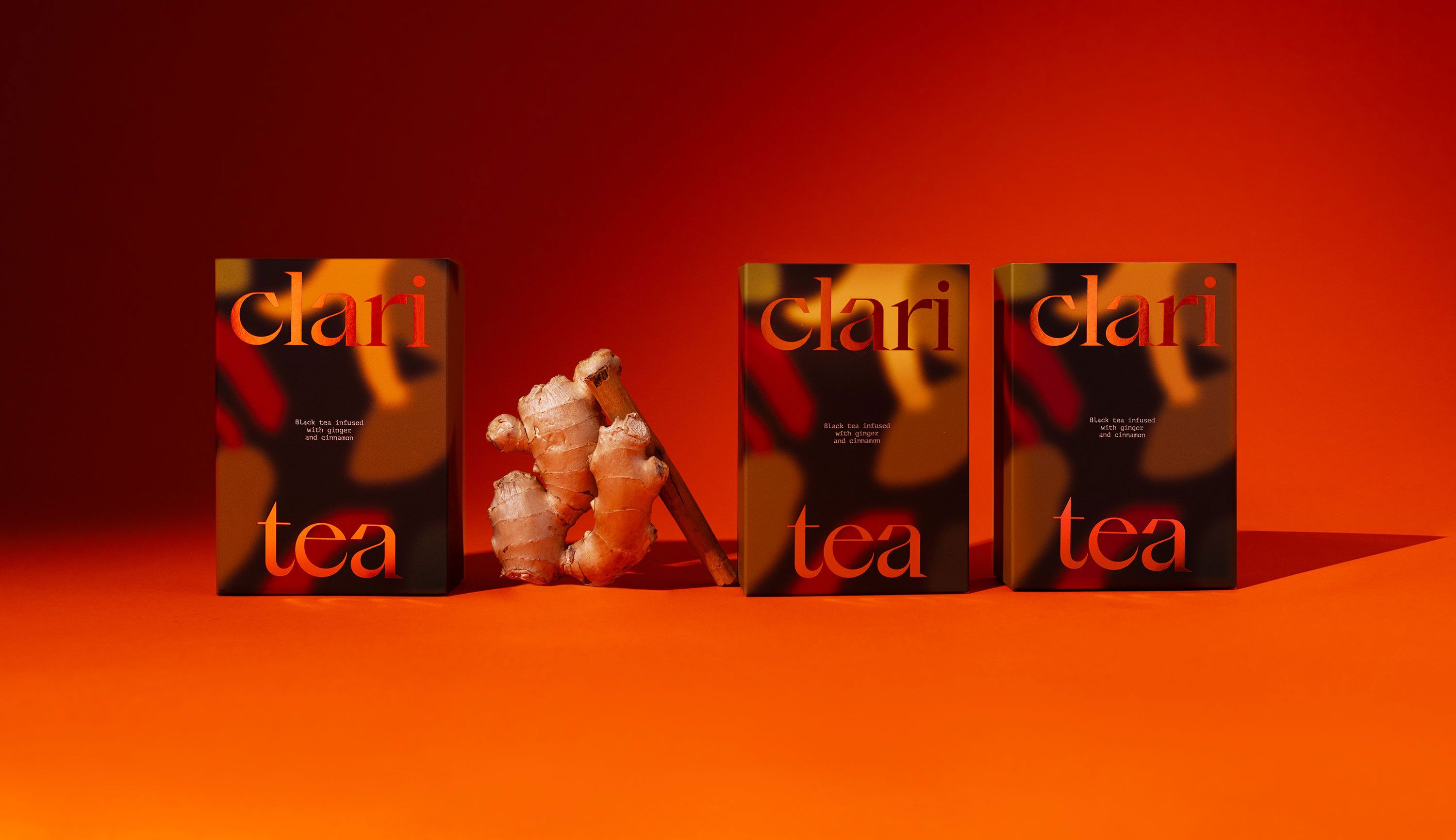 Boxes of Claritea with ginger root